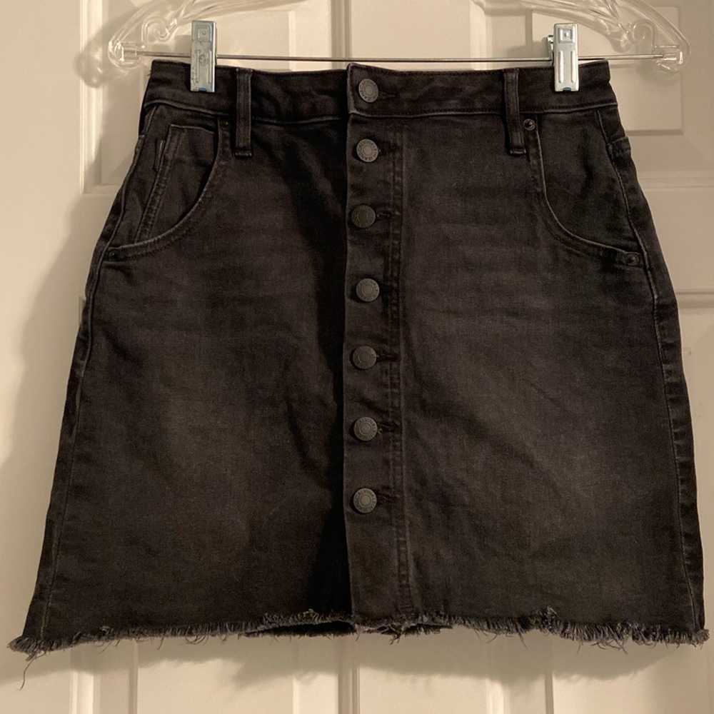 Calvin Klein Jeans Black Button Down High Rise Denim Mini Skirt